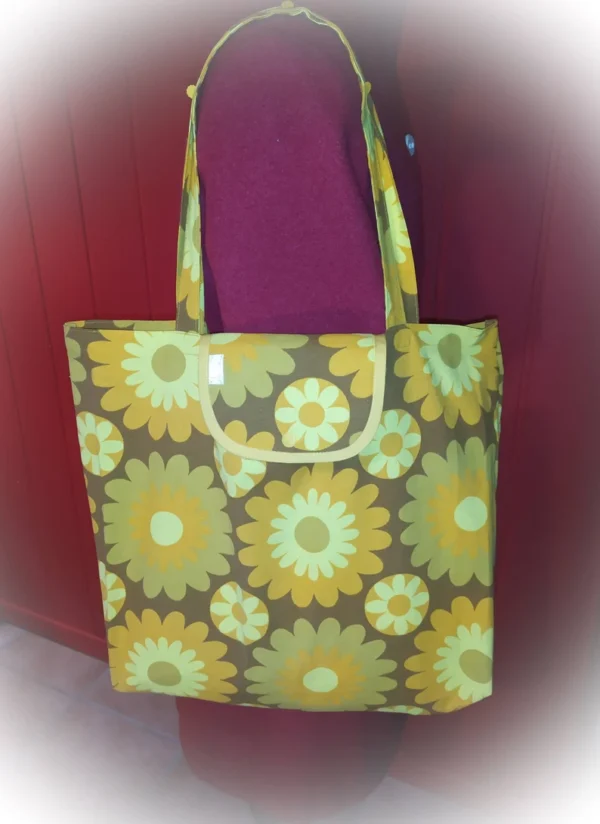 Sac de courses pliable Sandrine en tissu vintage – Image 6