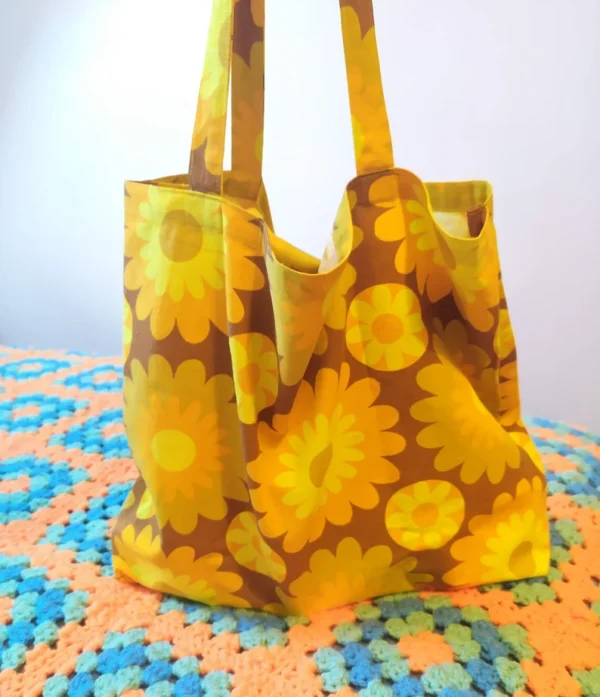 Sac de courses pliable Sandrine en tissu vintage