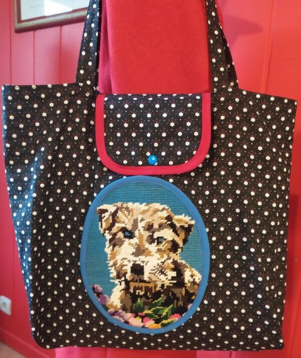 Sac de courses pliable Virginie en tissu vintage – Image 7