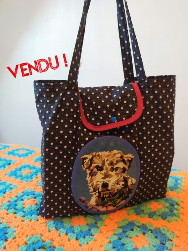 Sac de courses pliable Virginie en tissu vintage