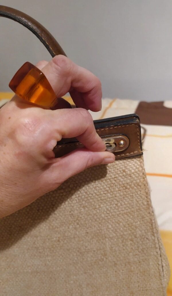 Sac à main bi matière vintage – Image 12