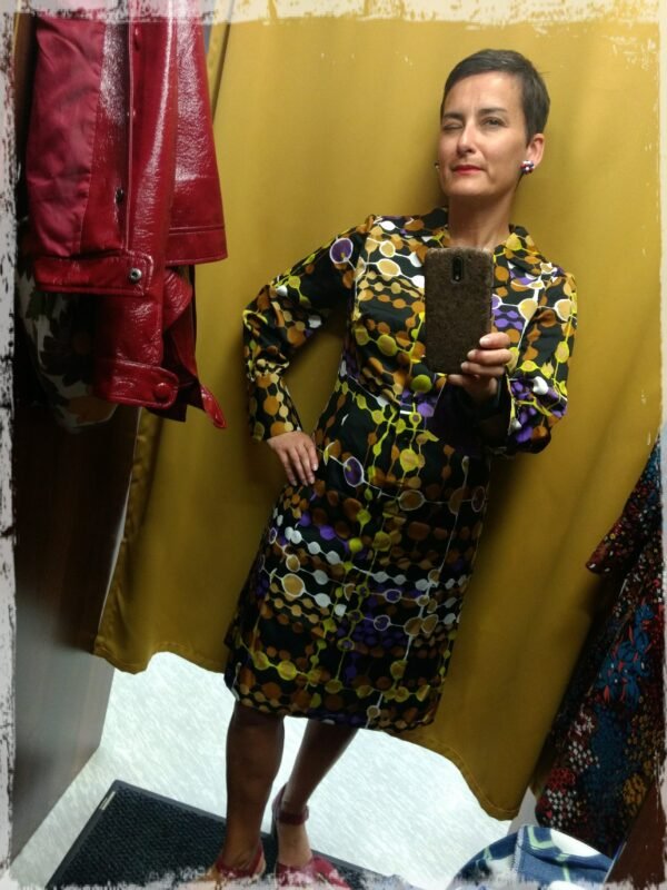 Robe de couturière imprimé abstrait vintage