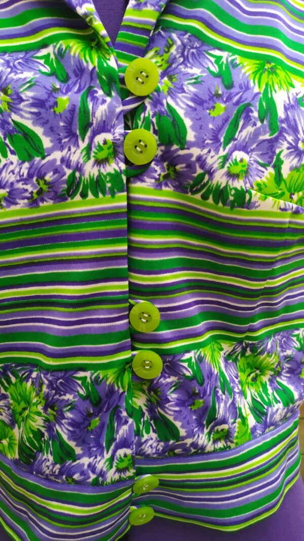 Chemisier vintage Trevira vert et violet – Image 10