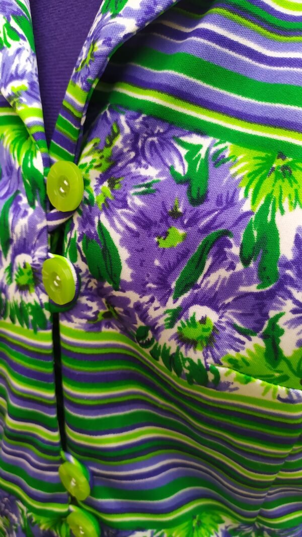 Chemisier vintage Trevira vert et violet – Image 6