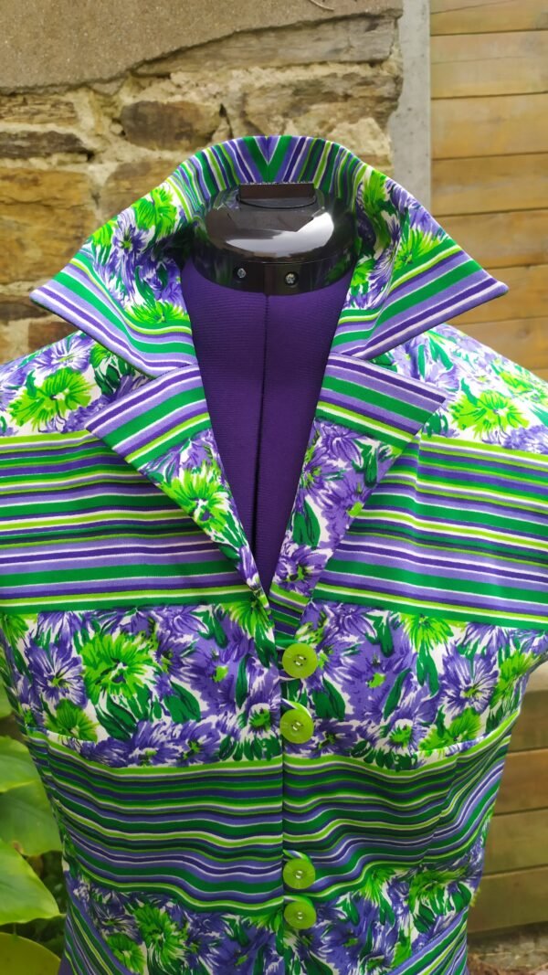 Chemisier vintage Trevira vert et violet – Image 7