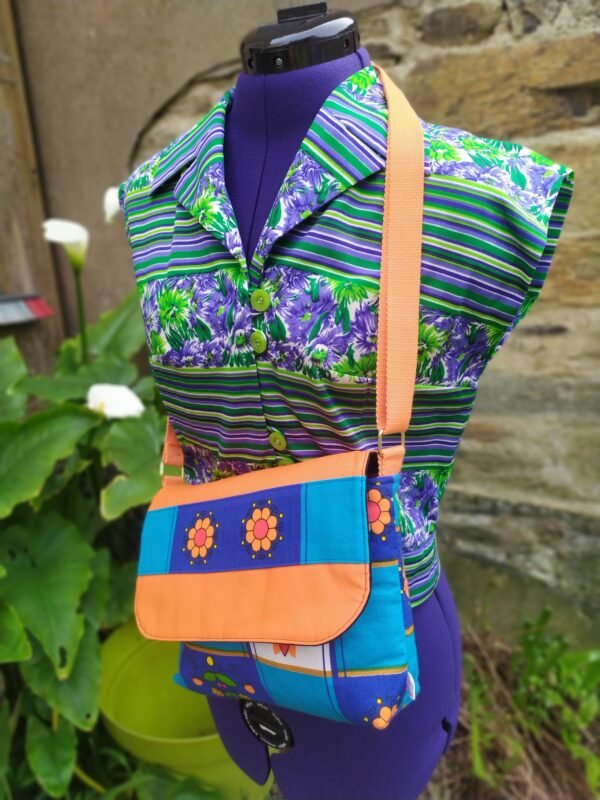 Chemisier vintage Trevira vert et violet – Image 11