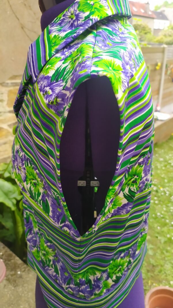 Chemisier vintage Trevira vert et violet – Image 5