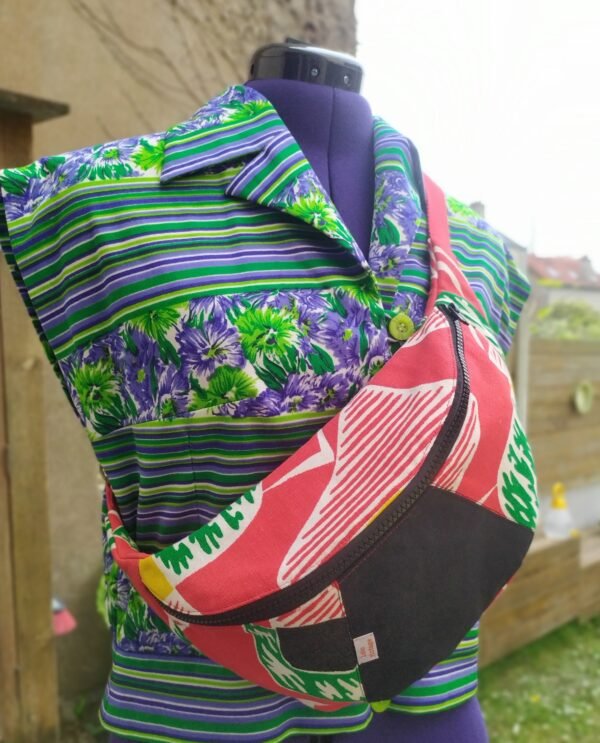Chemisier vintage Trevira vert et violet – Image 4