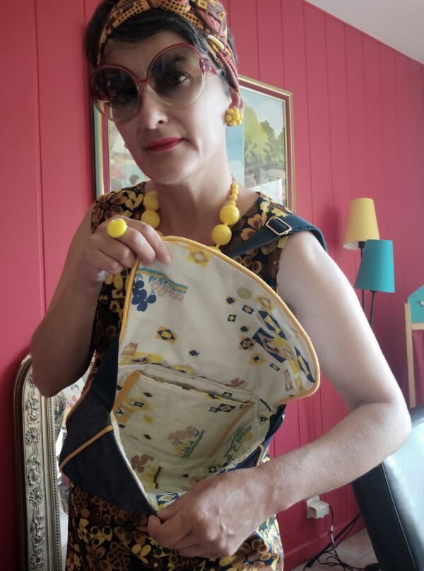 Sac besace Audrey 
en tissu vintage et upcyclé – Image 14