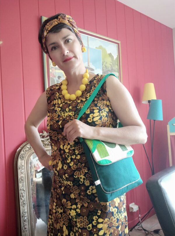 Pochette XL Aline en tissu vintage et upcyclé – Image 2