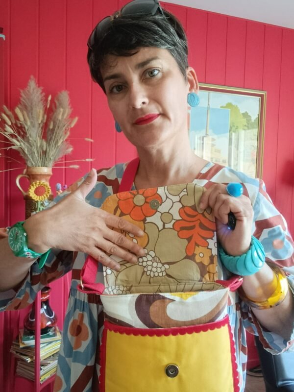 Pochette XL Simone et Stéphanie En tissus vintage et upcyclés – Image 9