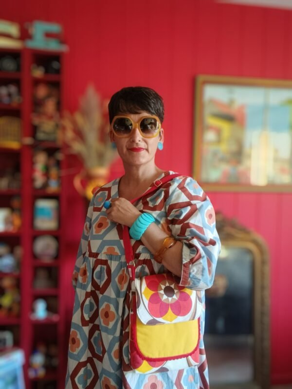 Pochette XL Simone et Stéphanie En tissus vintage et upcyclés – Image 4