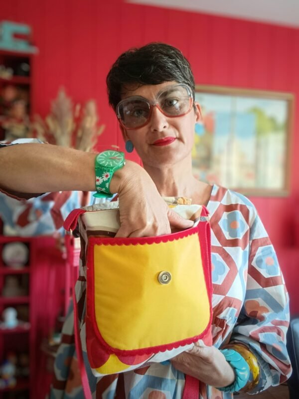 Pochette XL Simone et Stéphanie En tissus vintage et upcyclés – Image 5