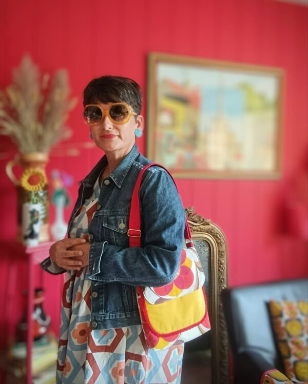 Pochette XL Simone et Stéphanie En tissus vintage et upcyclés – Image 3