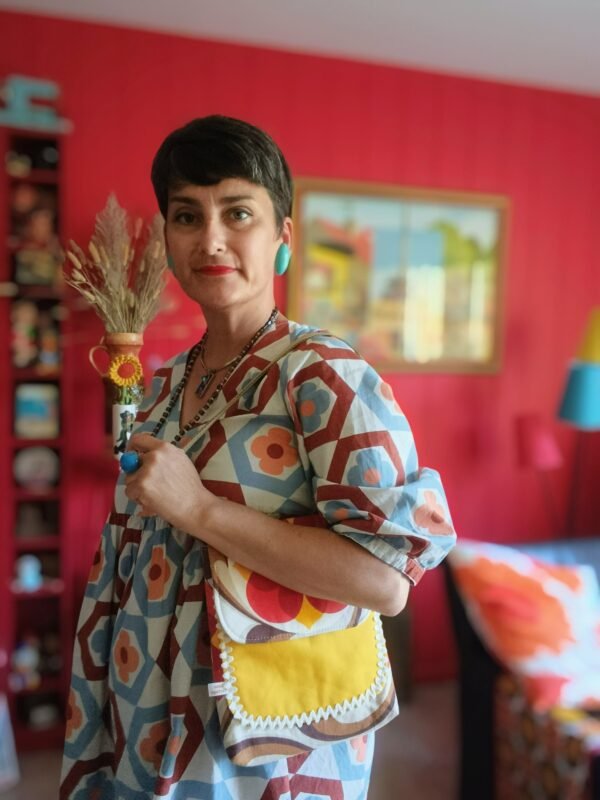 Pochette XL Sabine 
en tissus vintage et upcyclés – Image 18